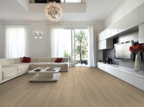 Therdex pvc vloer in stroken in de woonkamer