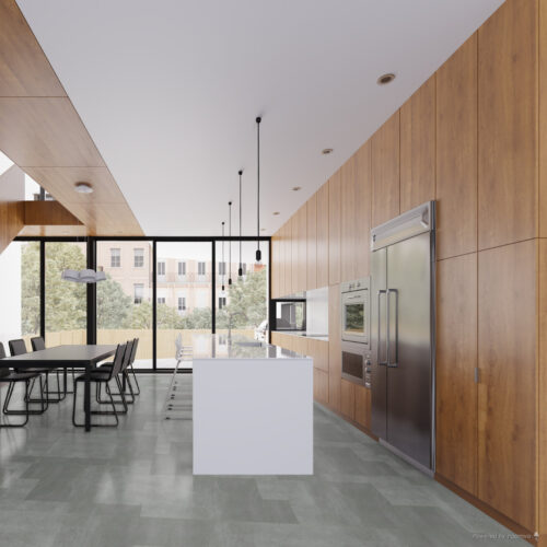 betonlook pvc vloer in de keuken